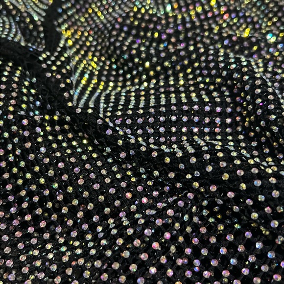 Zara Rhinestone Mesh Fishnet Long Sleeve Maxi Dress - Picture 10 of 11